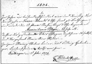 Beerdigung von Maximiliana Pfleger / 1834